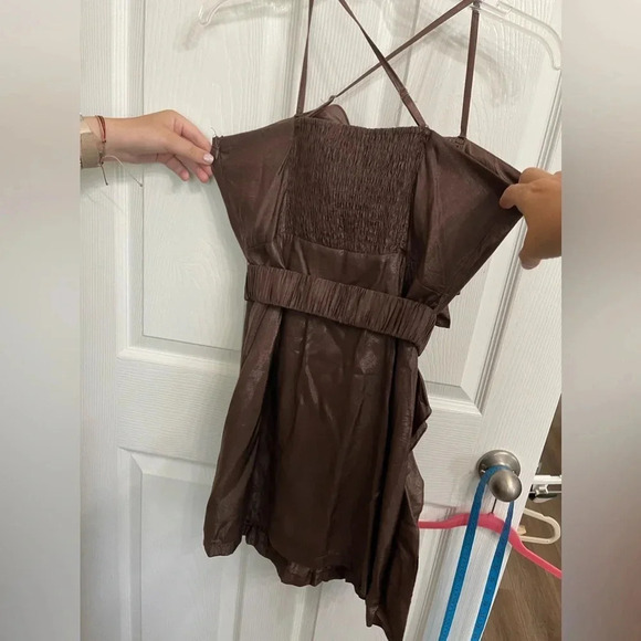 Juniors Y2K Vintage Zoompy Brown Tiered Ruffle Mini Dress Medium 90’s Retro - Picture 5 of 7
